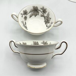 2 Wedgwood Cream Soup & Saucer sets. Vintage, made in England.1960s